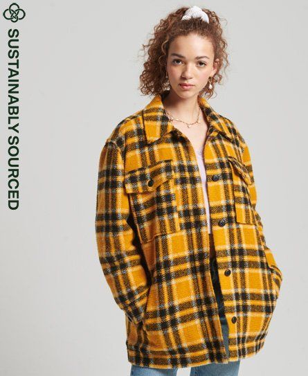 Women's Overshirt Jacket Yellow / Yellow Check - Size: S