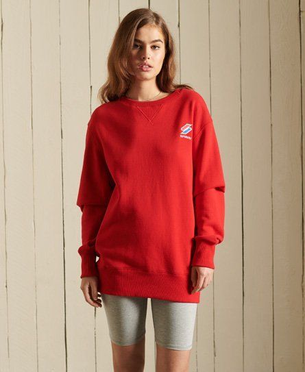 Women's Essential Oversized Crew Sweatshirt Red / Risk Red - Size: M
