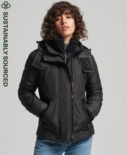 Women's Hooded Mountain Windbreaker Jacket Black - Size: 10