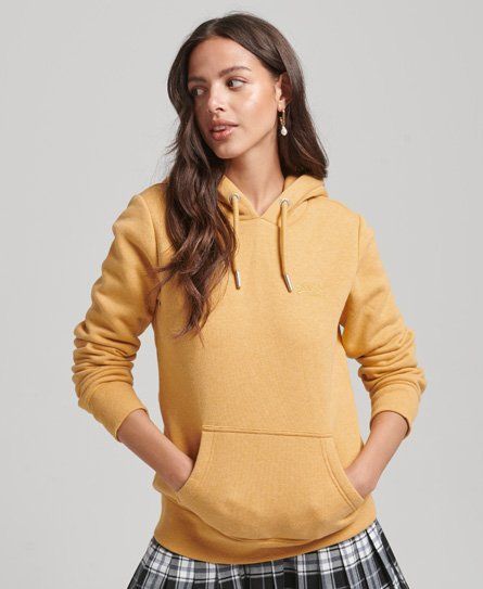Women's Organic Cotton Essential Logo Hoodie Yellow / Ochre Marl - Size: 10