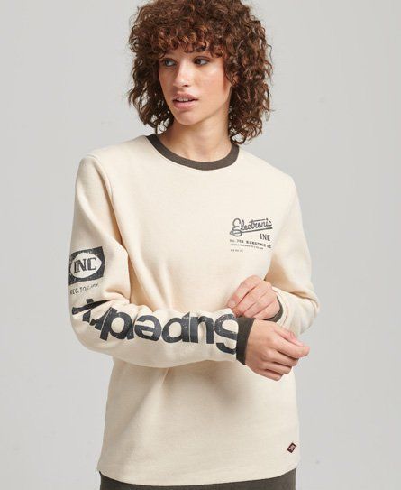 Women's Oversized Core Logo American Classic Sweatshirt Cream / Oatmeal - Size: M