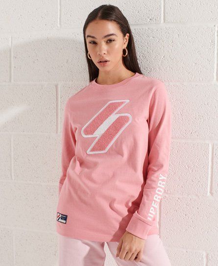 Women's Code Logo Chenille Long Sleeve Top Pink / Montauk Blush - Size: 8