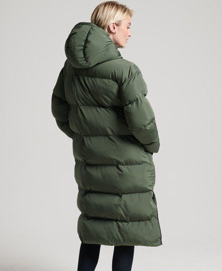 Women's Longline Duvet Coat Green / Thyme - Size: 16