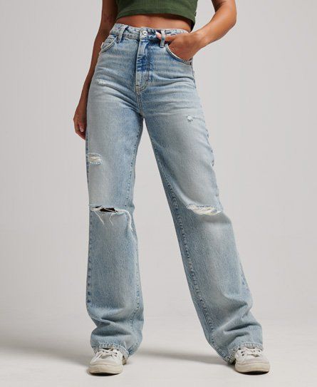 Women's Organic Cotton Wide Leg Jeans Light Blue / Spring Vintage Custom - Size: 32/30