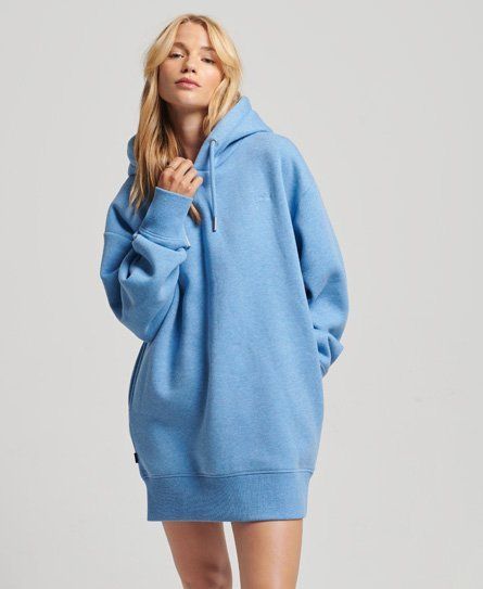 Women's Organic Cotton Embroidered Logo Sweat Dress Blue / Blush Blue Marl - Size: XS/S