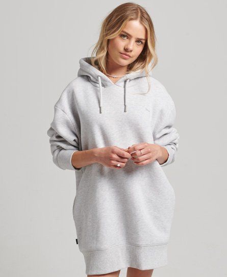 Women's Organic Cotton Embroidered Logo Sweat Dress Light Grey / Glacier Grey Marl - Size: XS/S