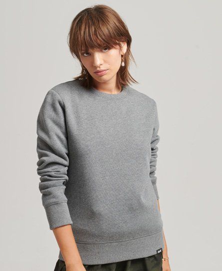 Women's Organic Cotton Essential Logo Crew Sweatshirt Grey / Rich Charcoal Marl - Size: 16