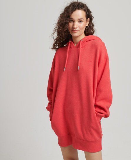 Women's Organic Cotton Embroidered Logo Sweat Dress Red / Papaya Red Marl - Size: M/L