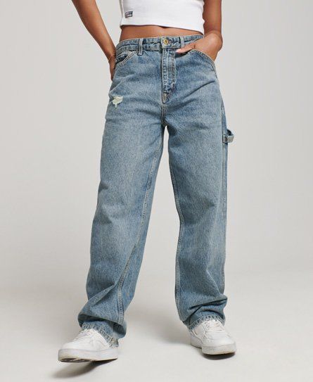 Women's Organic Cotton Vintage Carpenter Jeans Light Blue / Sycamore Mid Stone - Size: 34/34