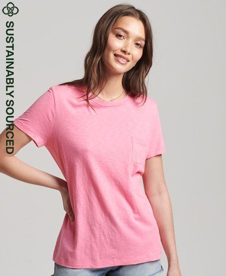 Women's Organic Cotton Studios Pocket T-Shirt Pink / Sachet Pink - Size: 8