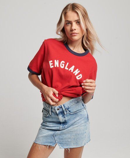 Women's Ringspun Football England Matchday T-Shirt Red / Varsity Red - Size: XS
