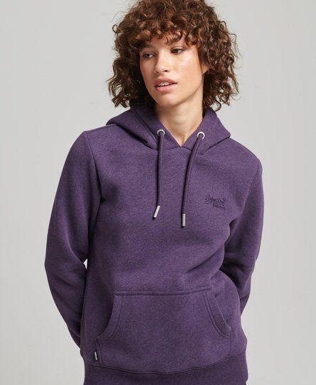 Women's Organic Cotton Essential Logo Hoodie Purple / Royal Purple Marl - Size: 10