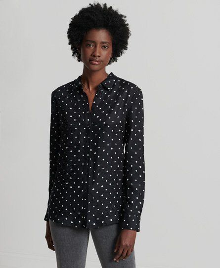Women's Studios Long Sleeve Shirt Black / Hand Drawn Spot - Size: 10
