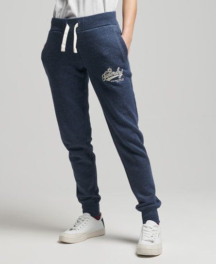 Women's Vintage Script Style Collegiate Joggers Dark Blue / Vintage Navy Marl - Size: 10