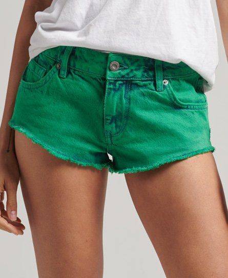 Women's Washed Hot Shorts Green / Green Wash - Size: 28