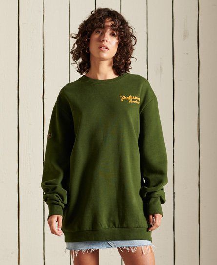 Women's Oversized Workwear Crew Sweatshirt Green / Rifle Green - Size: L