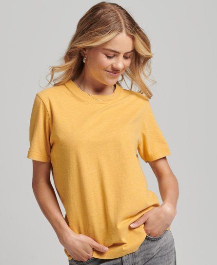 Women's Organic Cotton Vintage Logo T-Shirt Yellow / Ochre Marl - Size: 12