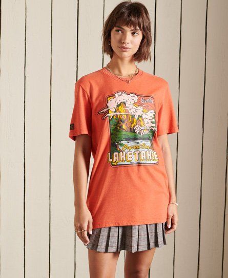 Women's Oversized Mountain T-Shirt Orange / Flare Orange - Size: M