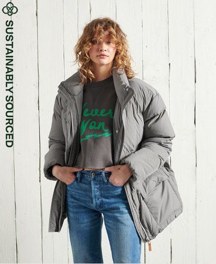 Women's Dry Down Funnel Jacket Silver - Size: 14