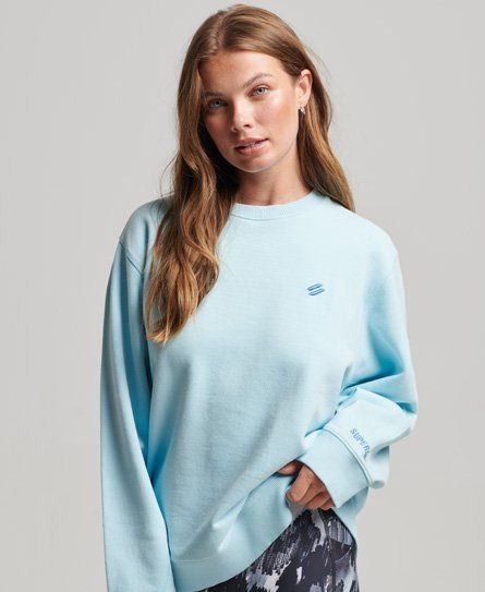 Women's Sport Organic Cotton Core Crew Sweatshirt Blue / Crystal Blue - Size: 14