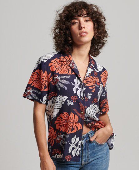 Women's Beach Resort Shirt Navy / Hawaiian Navy - Size: 10