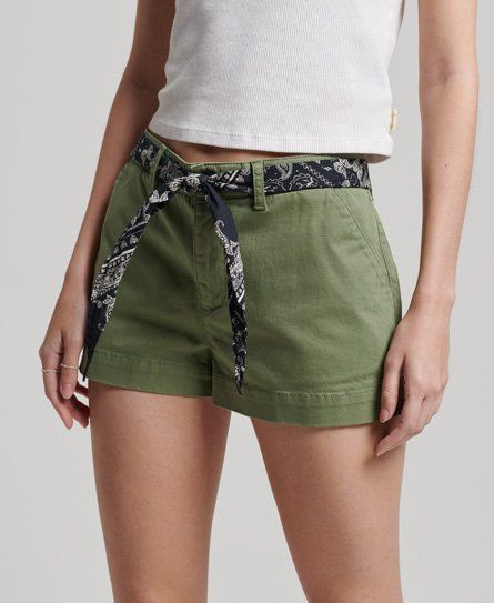 Women's Chino Hot Shorts Green / Olive Khaki - Size: 10