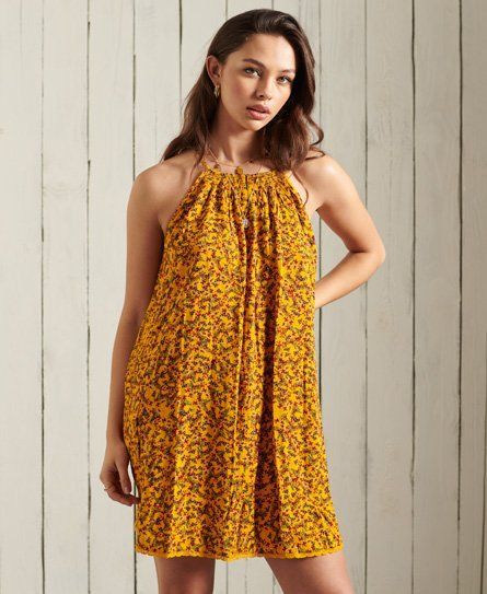 Women's Beach Cami Dress Gold / Autumn Ditsy Gold - Size: 10