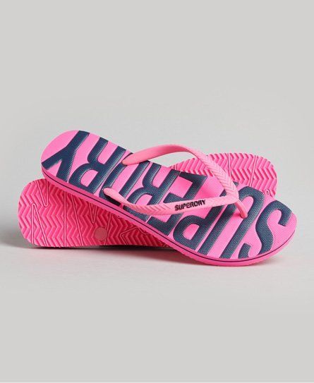Women's Vintage Vegan Flip Flops Pink / Fluro Pink - Size: L