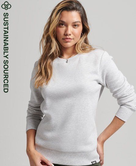 Women's Organic Cotton Essential Logo Crew Sweatshirt Light Grey / Glacier Grey Marl - Size: 14