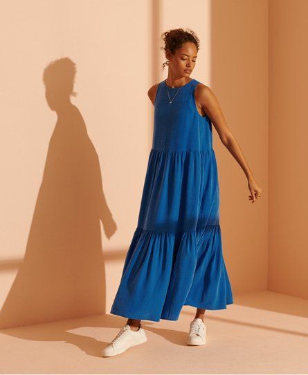 Women's Cult Studios Tiered Maxi Dress Blue / Vibrant Cobalt - Size: 10