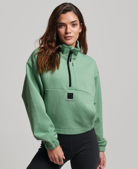 Women's Tech Batwing Half Zip Sweatshirt Green / Granite Green - Size: 8