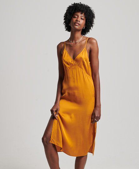 Women's Satin Cami Midi Dress Orange / Inca Gold - Size: 16