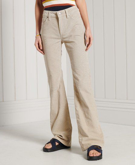 Women's Mid Rise Slim Cord Flare Jeans Beige / Explorer Sand - Size: 26/33