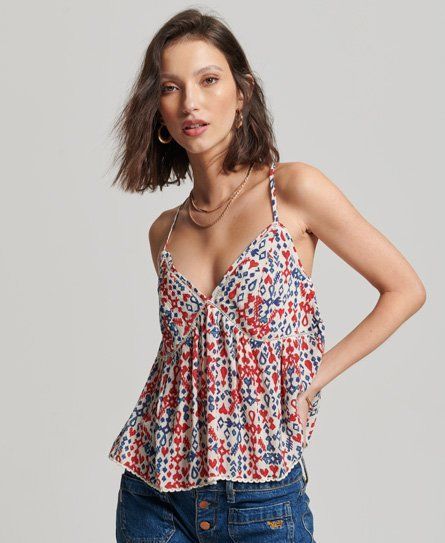 Women's Tiered Cami Top Red / Love Ikat Red - Size: 10