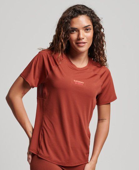 Women's Ladies Classic Branded Sport Core Active T-Shirt, Brown, Size: 8