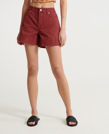 Women's Denim Mid Length Shorts Red / Earth Red - Size: 24