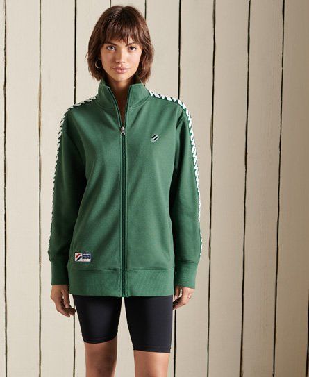 Women's Code Oversized Tape Track Jacket Green / Dark Green - Size: M