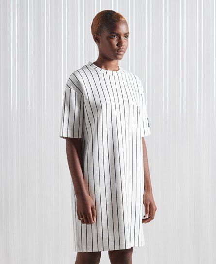 Women's Sdx Limited Edition Sdx Heavy T-Shirt Dress White / White Stripe - Size: XS/S