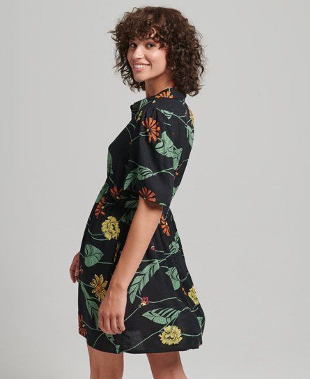 Women's Printed Mini Shirt Dress Black / Crawford Print - Size: 12