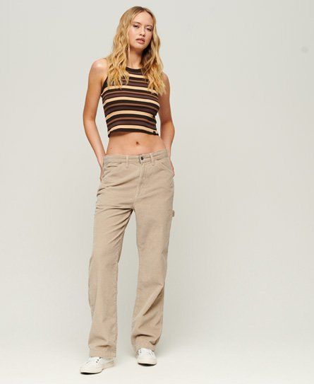 Women's Cord Carpenter Trousers Brown / Stone Wash Taupe Brown - Size: 36/32