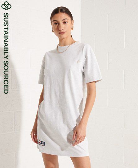 Women's Organic Cotton Code Essential T-Shirt Dress Light Grey / Ice Marl - Size: 8