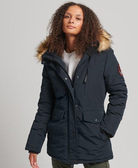 Women's Hooded Everest Faux Fur Parka Coat Navy / Eclipse Navy - Size: 8