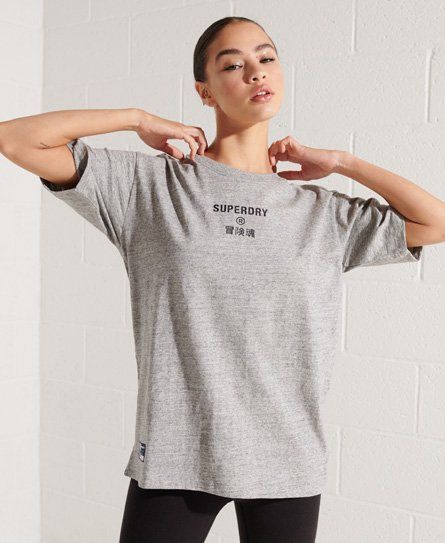 Women's Corporate Logo T-Shirt Light Grey / Grey Slub Grindle - Size: 8