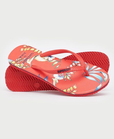 Women's Classic Vintage Flip Flops Red / Red Hawaiian - Size: S