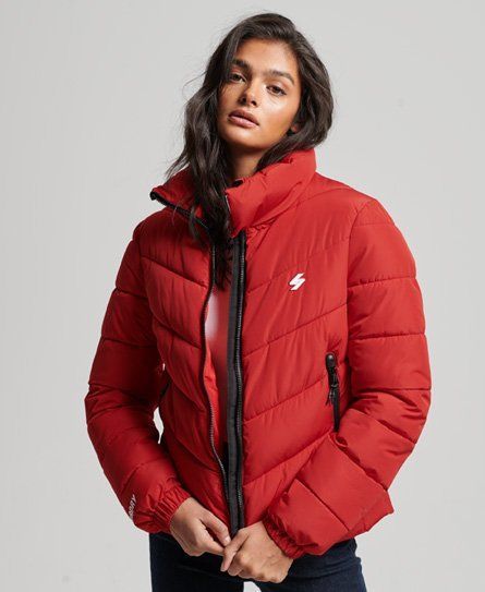 Women's Non Hooded Sports Puffer Jacket Red / Risk Red - Size: 8