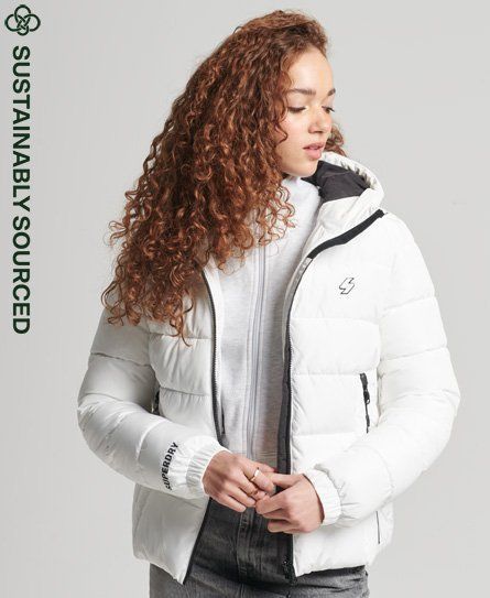 Women's Hooded Spirit Sports Puffer Jacket White / Optic - Size: 8