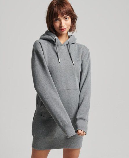 Women's Vintage Logo Embroidered Hoodie Dress Grey / Rich Charcoal Marl - Size: 8