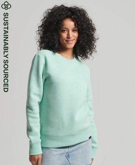 Women's Organic Cotton Vintage Crew Sweatshirt Green / Minted Marl - Size: 8