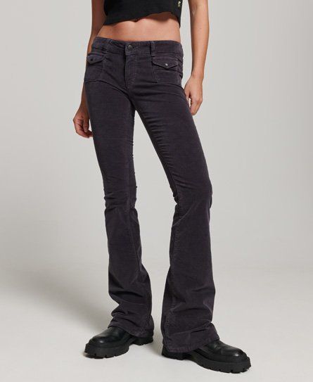 Women's Low Rise Velvet Flare Jeans Black / Nine Iron - Size: 30/30
