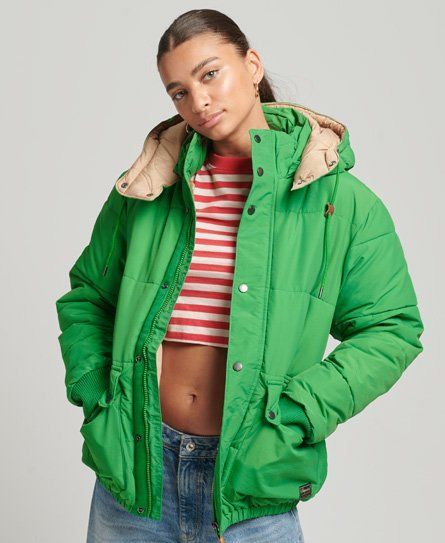 Women's Oversized Mountain Puffer Jacket Green / Oregon Green - Size: M